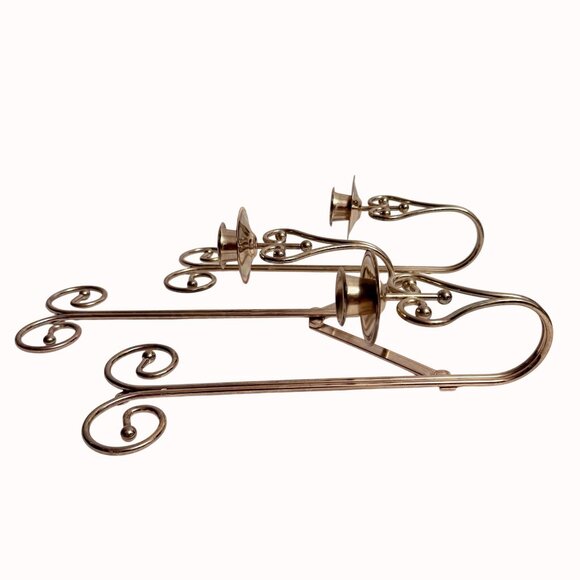 Hollywood Regency Brass Wall Sconce Triple Taper Candle Holder VTG 70s Elegant - Picture 8 of 15